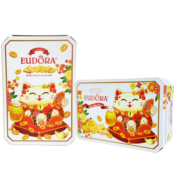 Bánh Quy EUDORA Mèo Thần Tài Hộp Giấy 110g