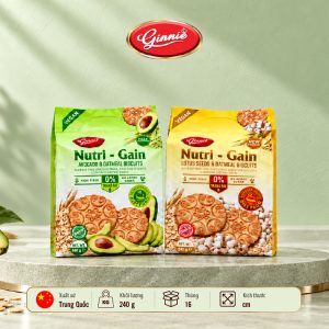 Bánh Yến Mạch GINNIE Không Thêm Đường Vị Hạt Sen Và Vị Quả Bơ Túi 240g