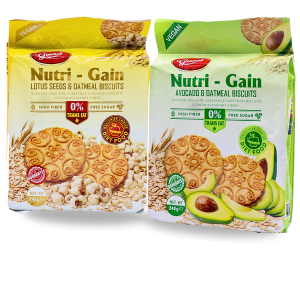 Bánh Yến Mạch Ginnie Không Đường Vị Hạt Sen và Vị Quả Bơ Túi 240g