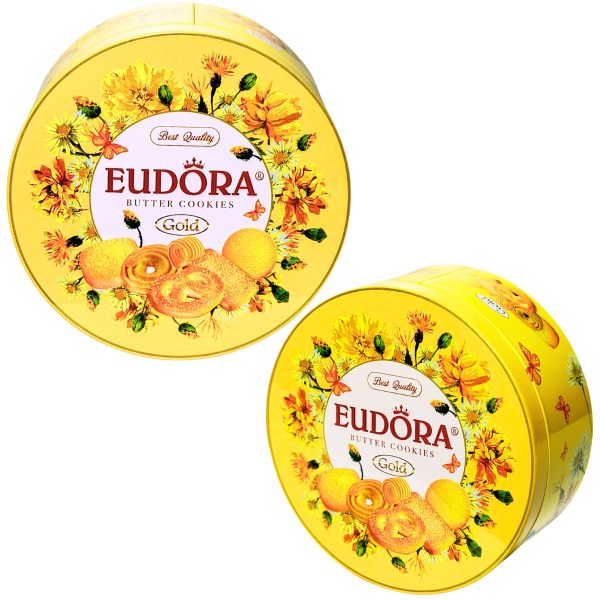 Bánh Quy Bơ Eudora Hộp Thiếc Tròn 112g