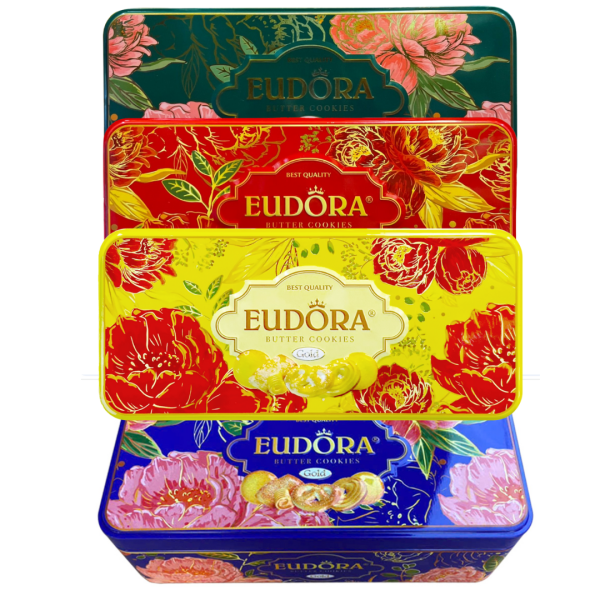 EUDORA GOLD 140 g ( 100% Butter cookies ) -Chữnhật( đỏ,Vàng,Xanh,Xanhlá)